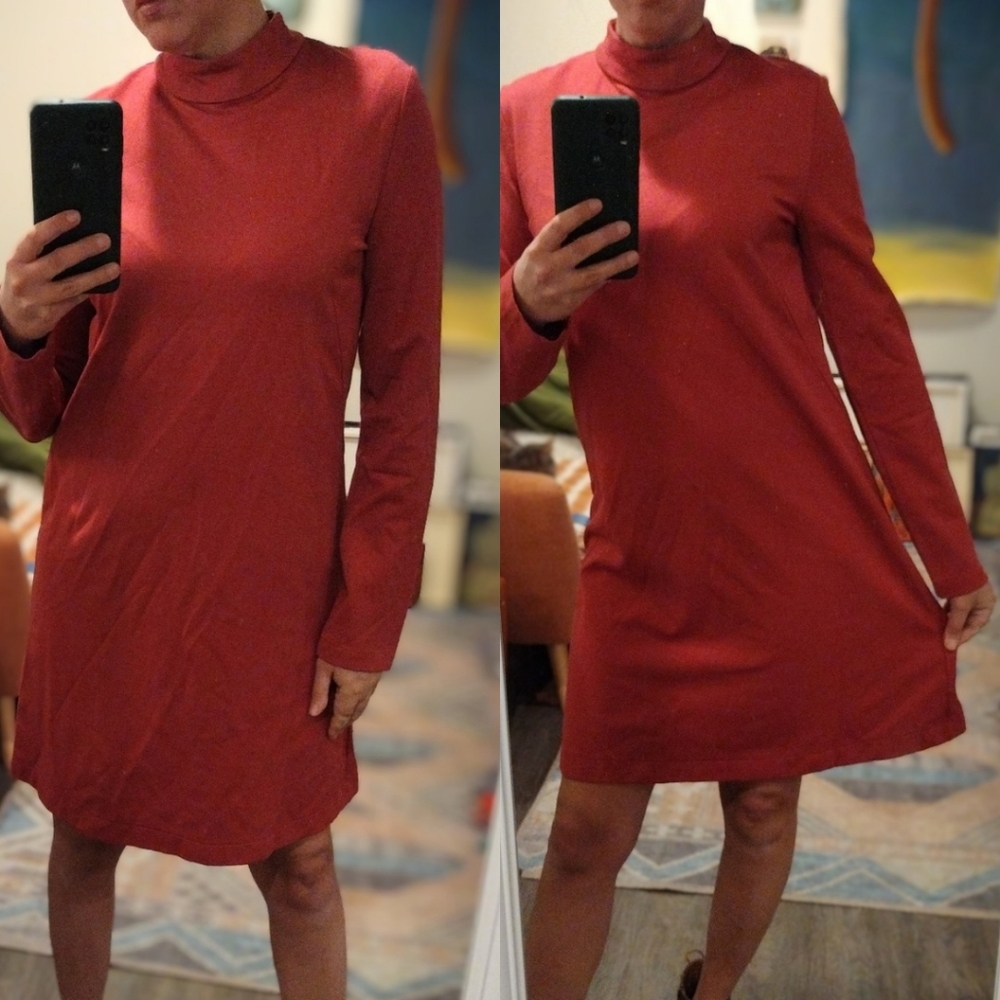 Zara Burgundy A-line dress, mod style, size large
